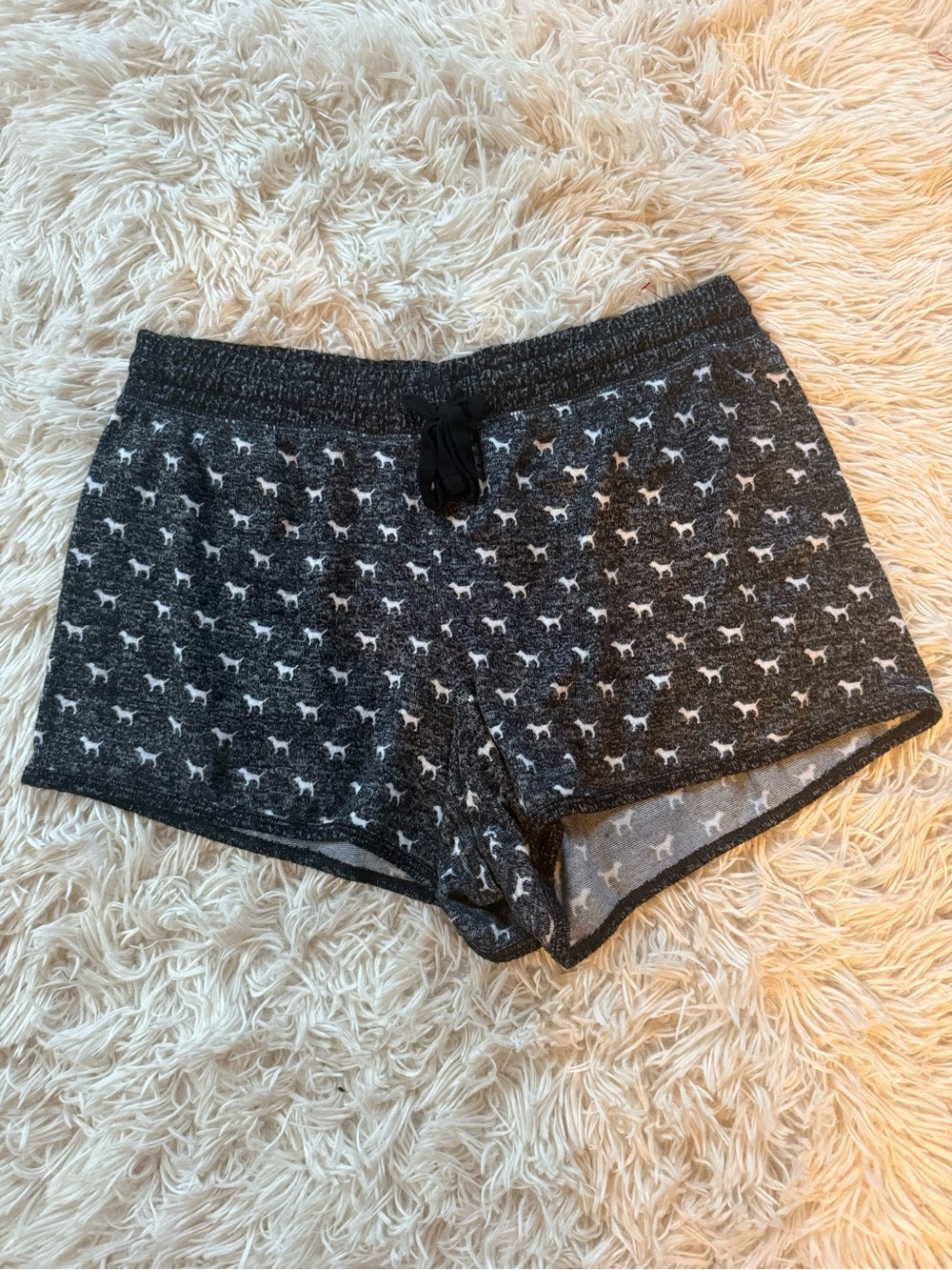PINK Y2K Victoria's Secret Black Heather Sleep Shorts with Subtle Print